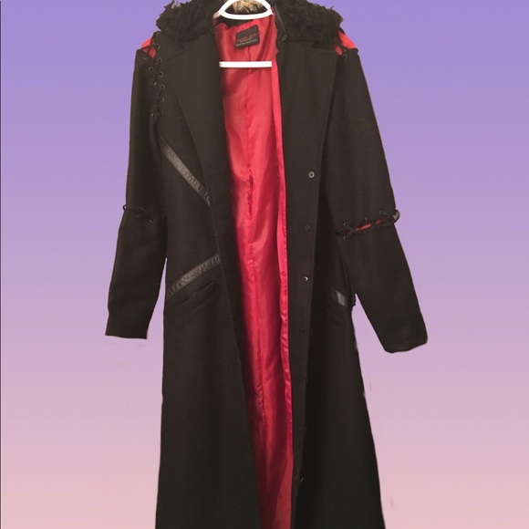 HEAVY RED “Stitched” Duster Button-up Coat Sz Sm - Picture 5 of 7